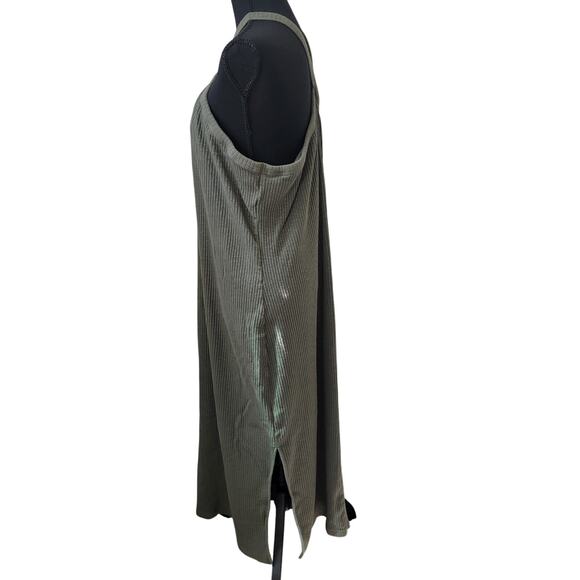 Old Navy 3X Ribbed Maxi Dress Green Halter Neck Alpine Tundra Shelf‎ Bra Casual - Picture 4 of 15